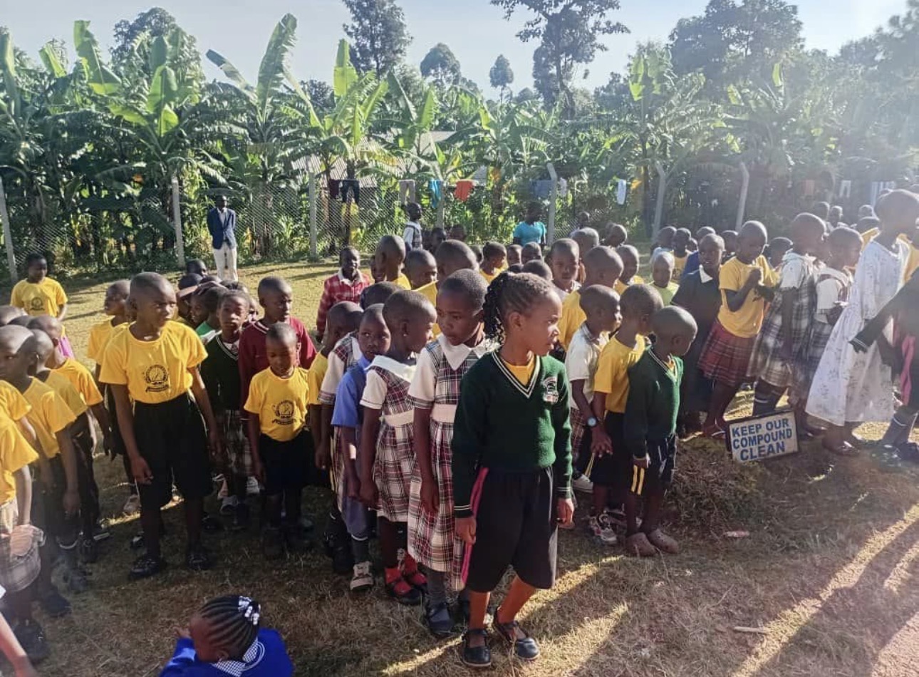 Students of Vision of Joy School at morning assembly in their uniforms